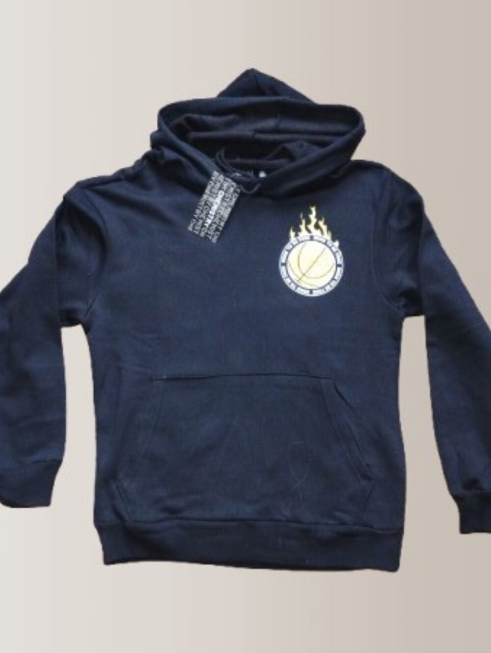 NWT Chemistry Black Flaming Basketball Graphic Hoodie Size Small